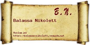 Balassa Nikolett névjegykártya